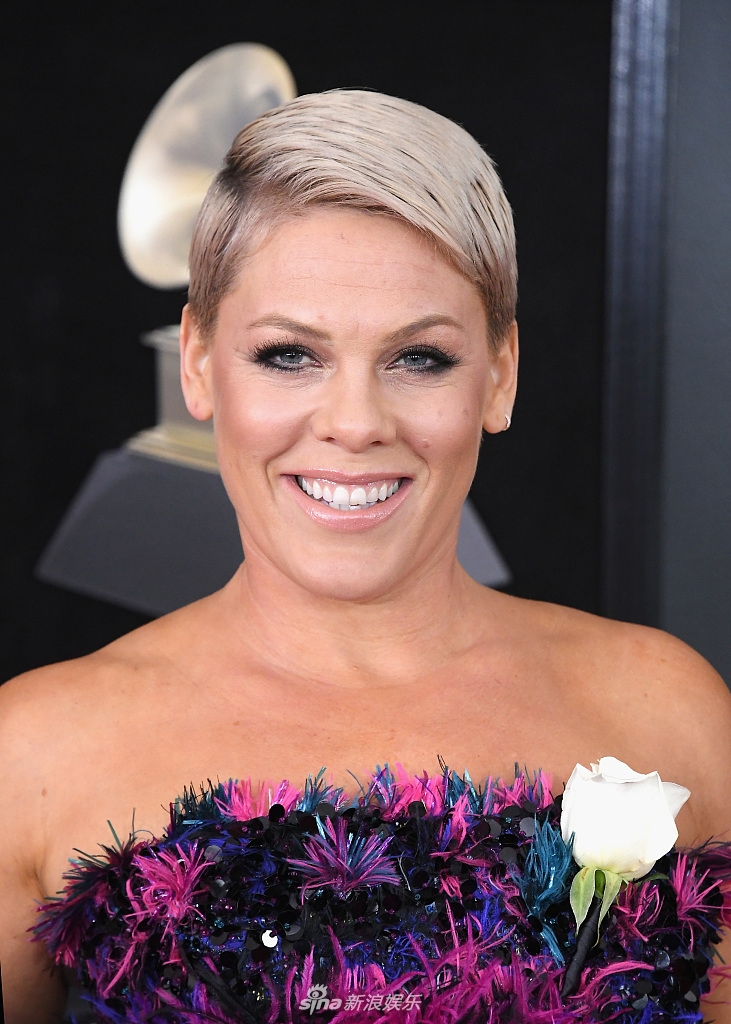 组图pink亮相格莱美颁奖礼携家人走红毯满脸幸福