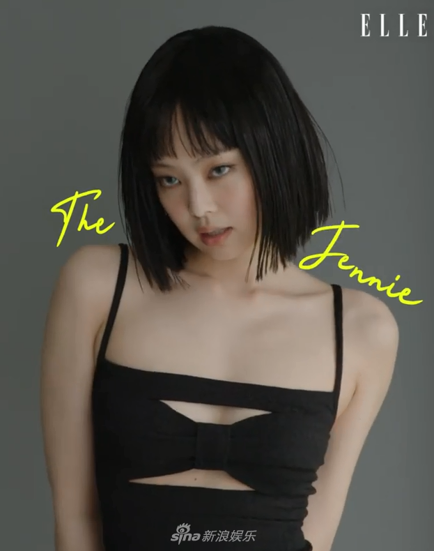 组图：JENNIE短发造型登时尚杂志 齐刘海显清纯