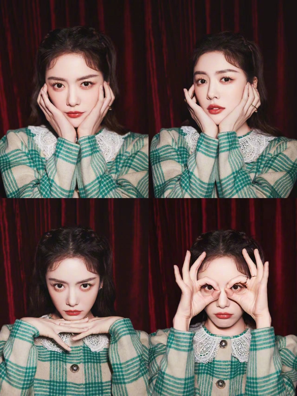 组图：蔡文静晒开学复古造型又甜又酷被自己的“光头”吓到