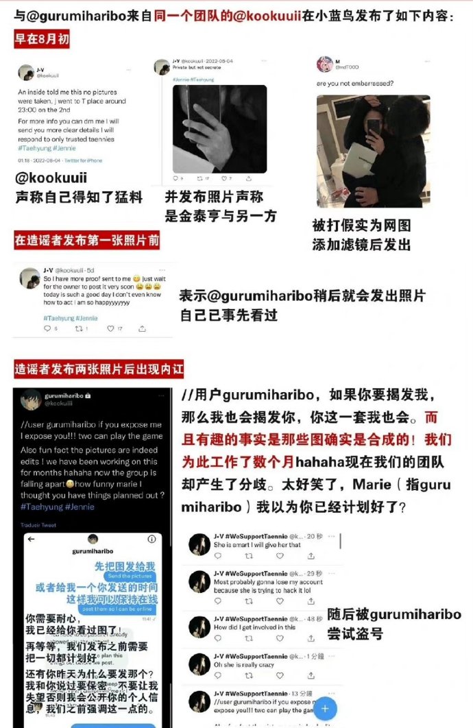 组图：金泰亨jennie合照爆料者承认P图 称所有照片都是假的