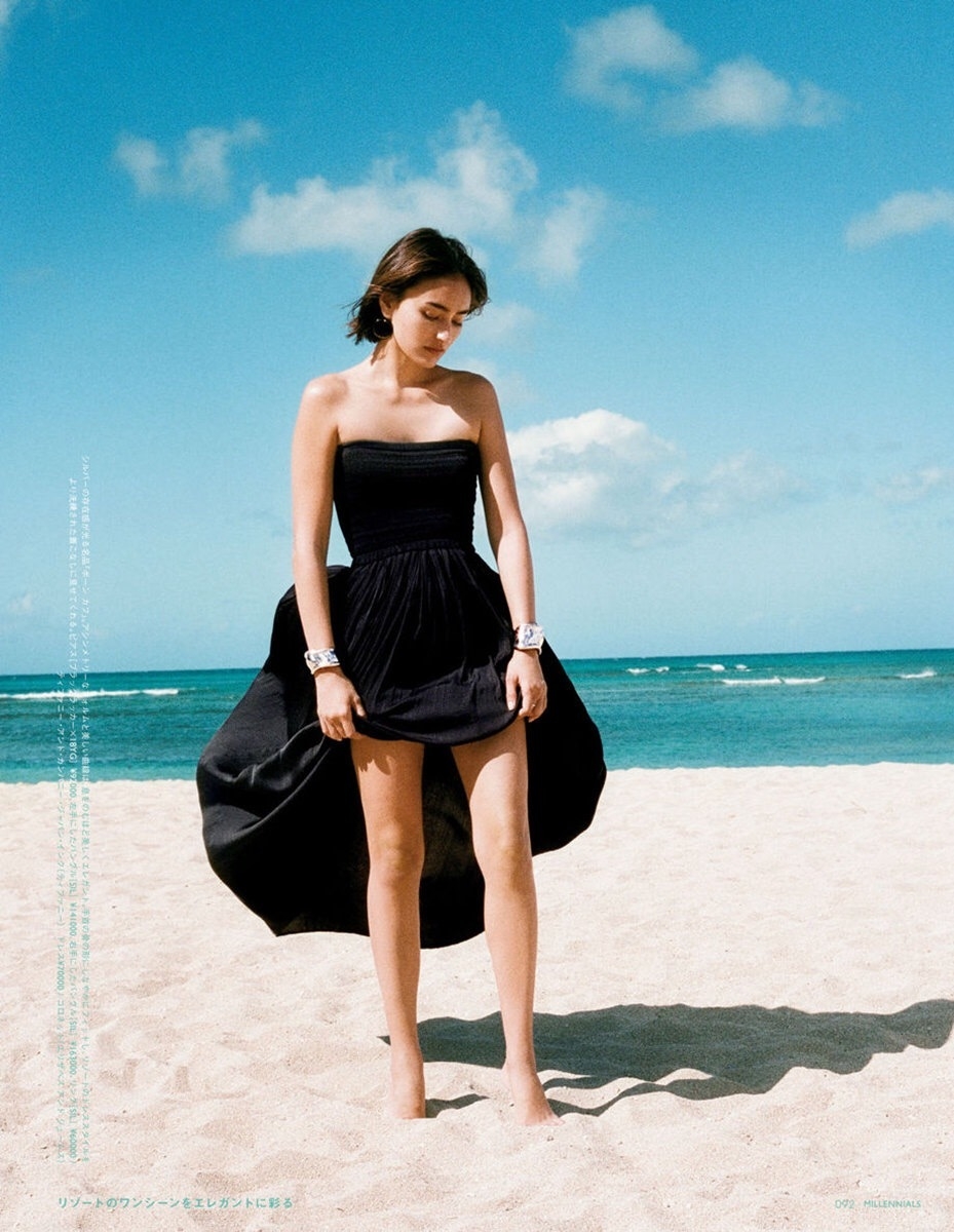 组图:名模长谷川润海边拍大片 小麦色肌肤健康活力