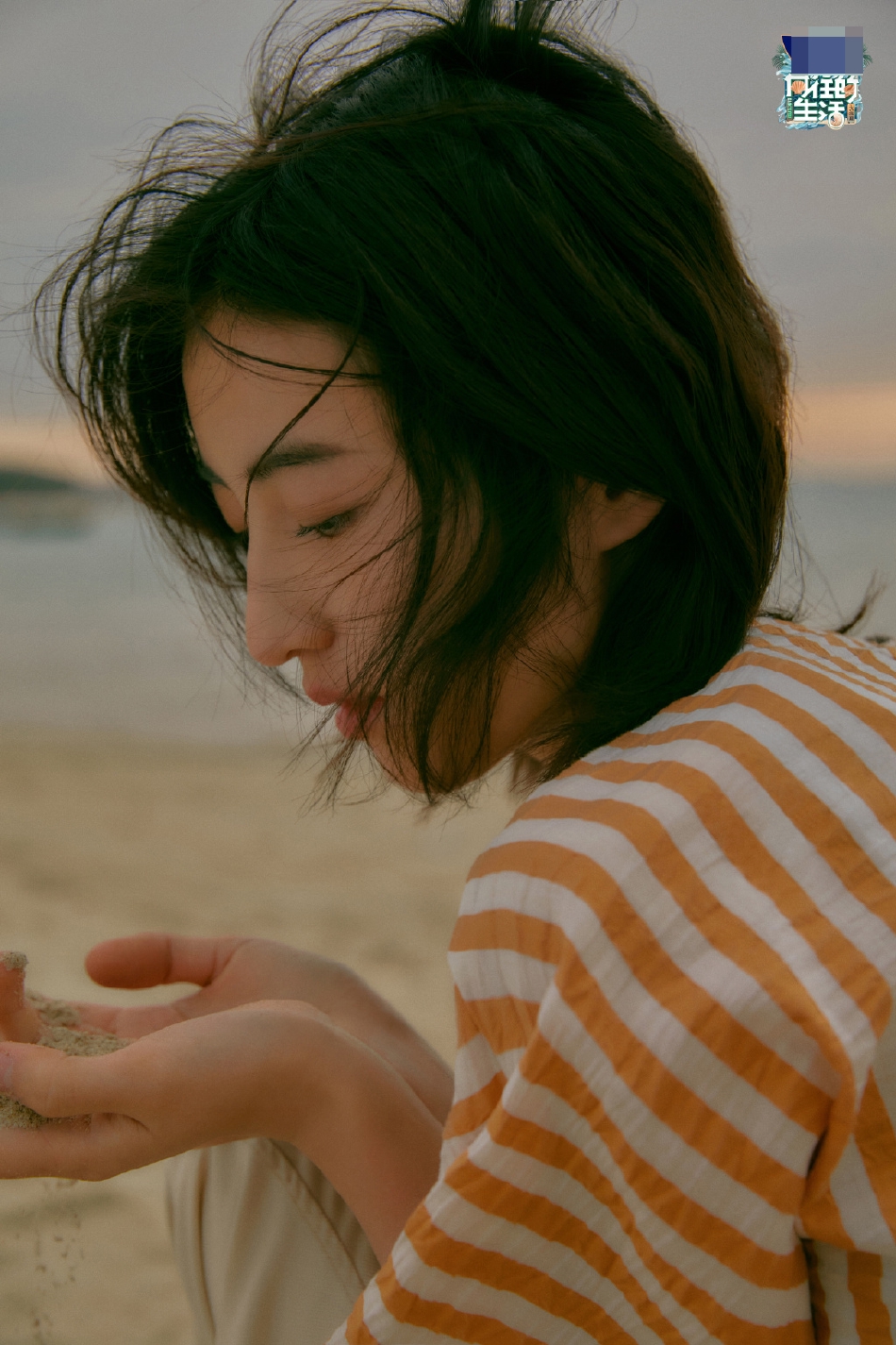 组图：张子枫向往的生活海边日落写真海风吹拂发梢率性又活力第2张图片