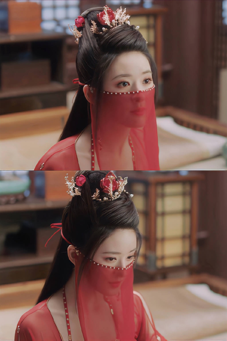 《且试天下》昨日开播赵露思白风夕红衣蒙面造型美丽动人