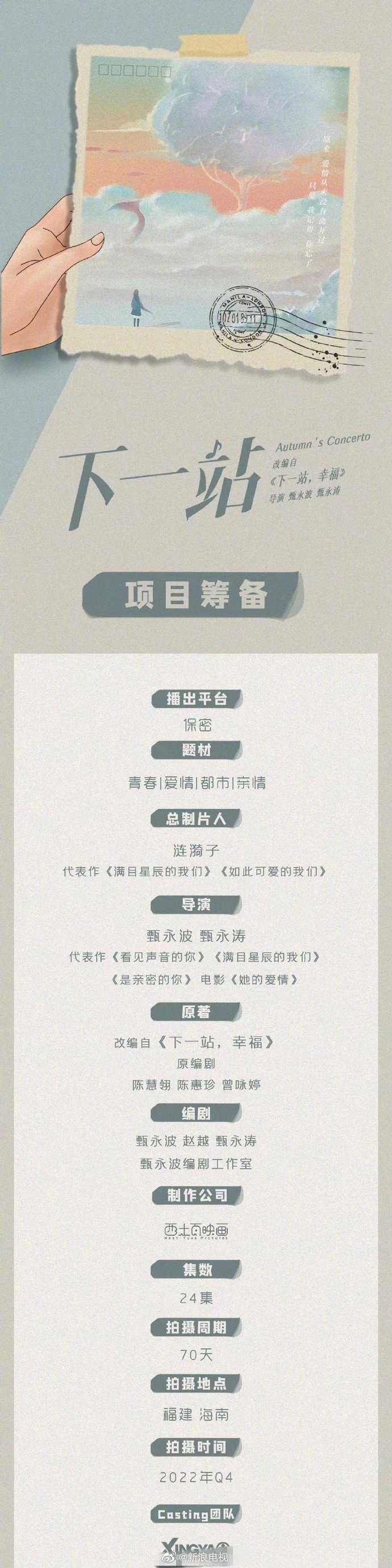 组图：吴建豪安以轩《下一站，幸福》将翻拍预计今年Q4开机