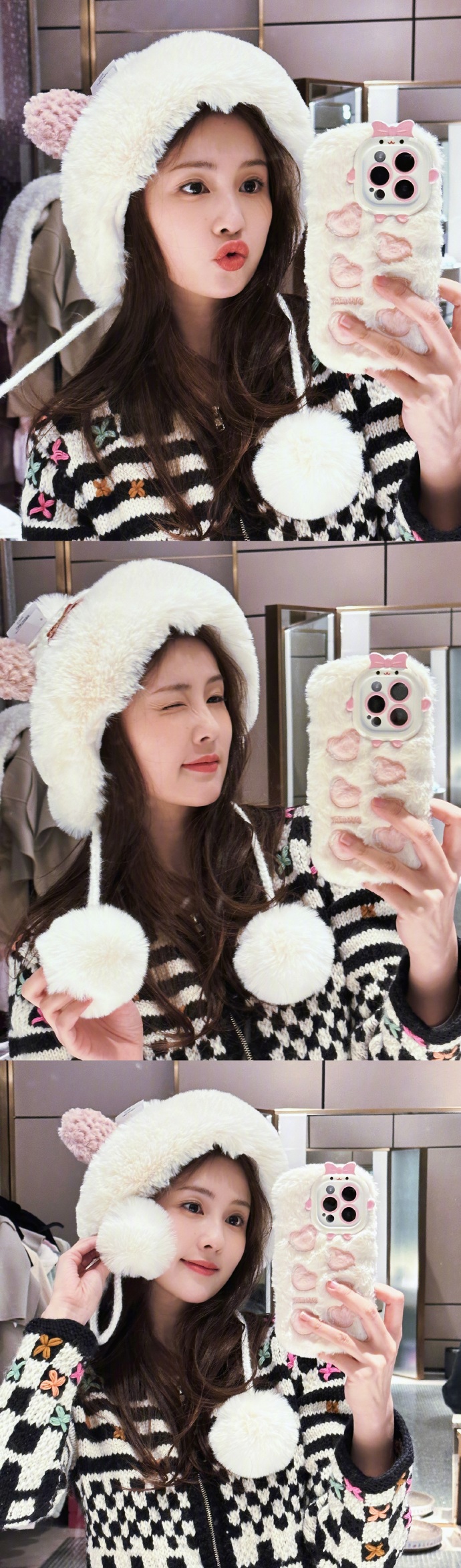 组图:白鹿晒库存美照迎接二月 戴毛绒帽子嘟嘴wink可爱十足_高清图集