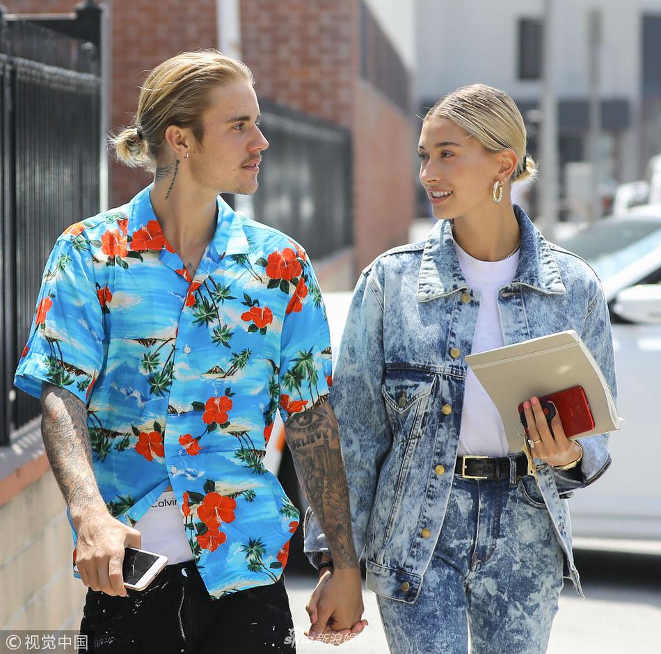 洛杉矶,贾斯汀·比伯(justin bieber)和未婚妻海莉·鲍德温(hailey