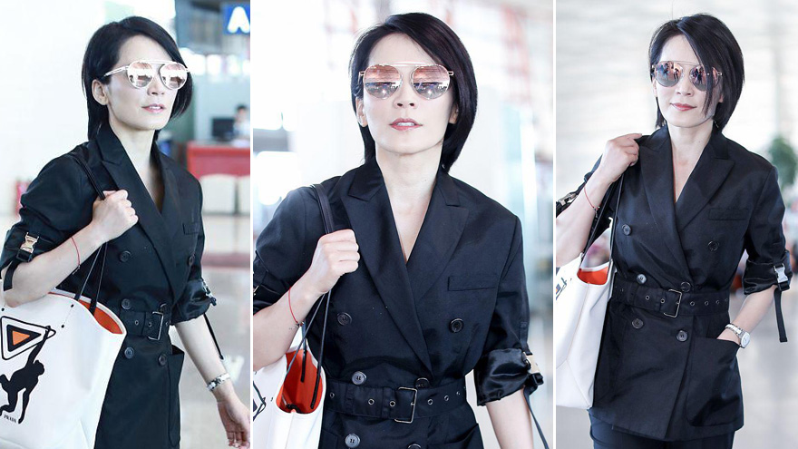 撞脸王菲！47岁俞飞鸿穿西装优雅干练御姐范