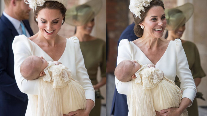 路易斯小王子接受洗礼 睡凯特王妃怀中呆萌可爱