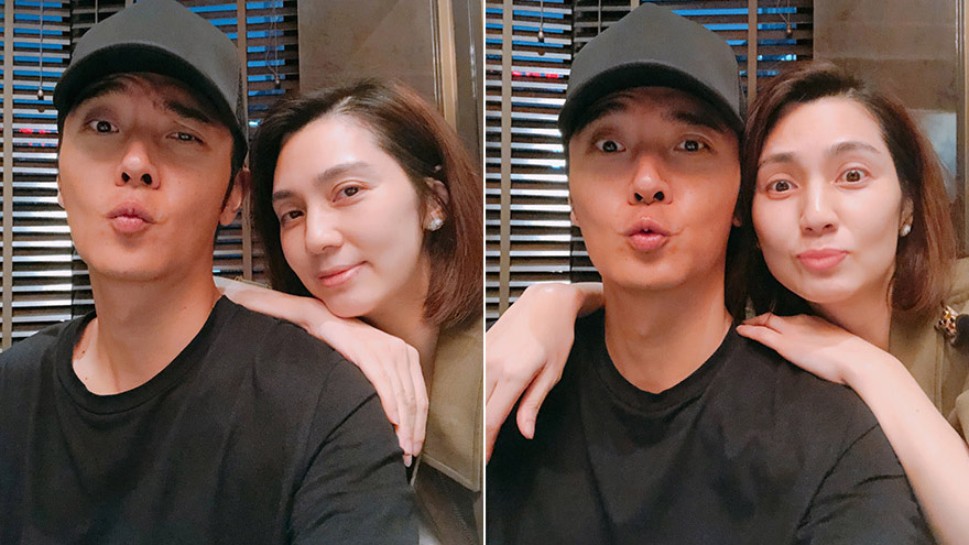 张丹峰洪欣亲密依偎做鬼脸 就近期不实言论已起诉维权