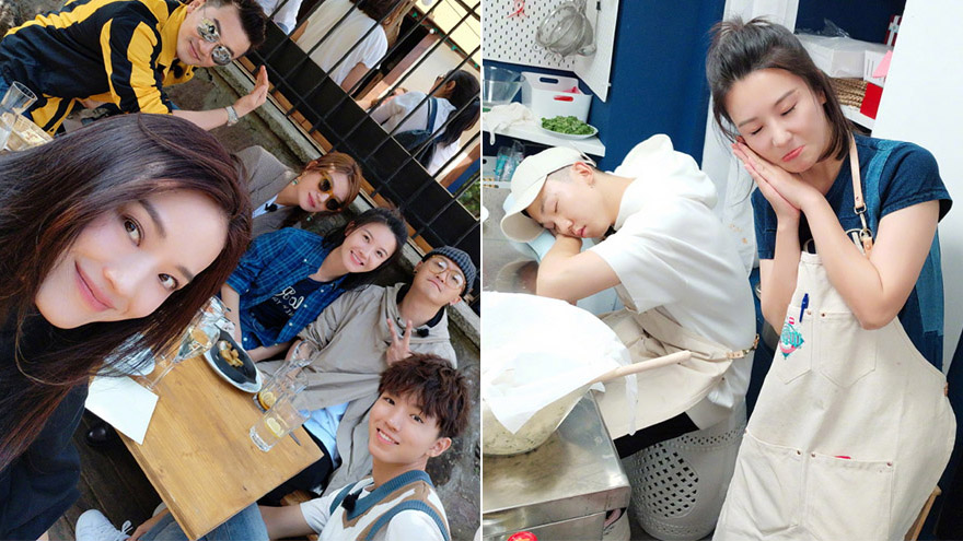 包贝尔晒与舒淇赵薇等合照 白举纲累到睡着众人忙集邮