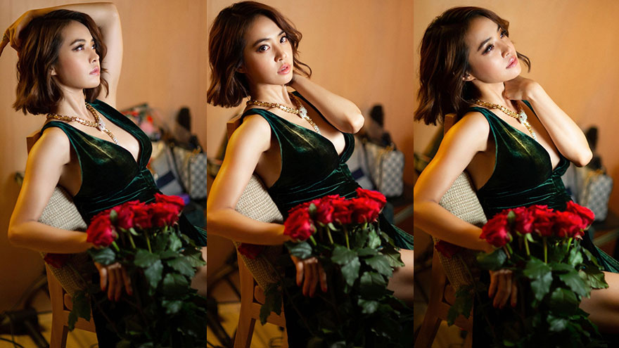 蔡依林身穿深v礼服美腿微露 侧拍妆容精致性感娇艳