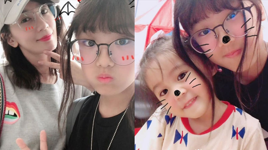 温馨！梧桐妹晒与家人合照超萌 直言想念妈妈贾静雯