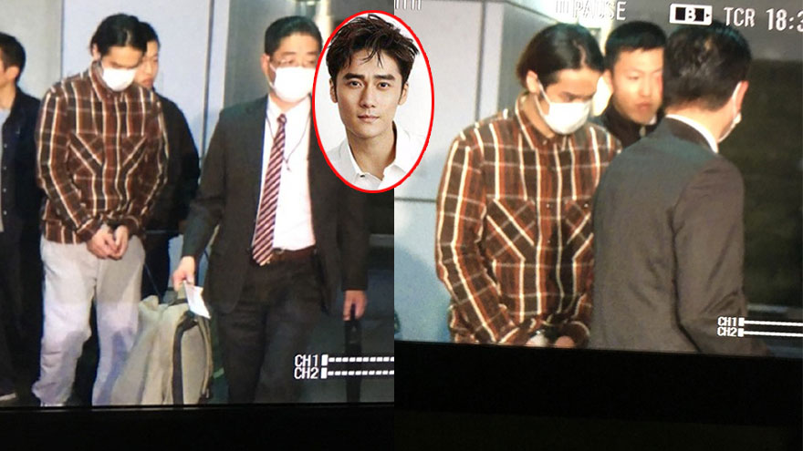 蒋劲夫戴手铐现身被拍！穿格子衬衫戴口罩低头弯腰