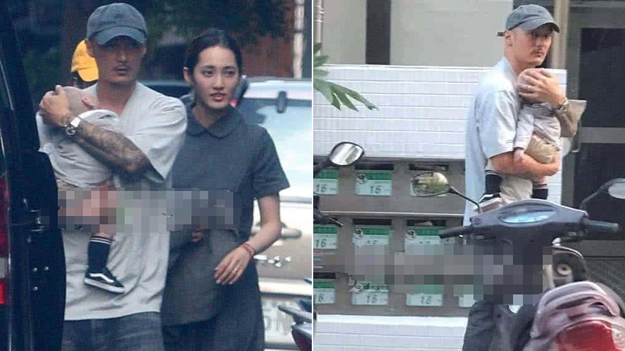 余文乐一家三口与友人聚餐被拍 六叔紧抱儿子展爸爸力