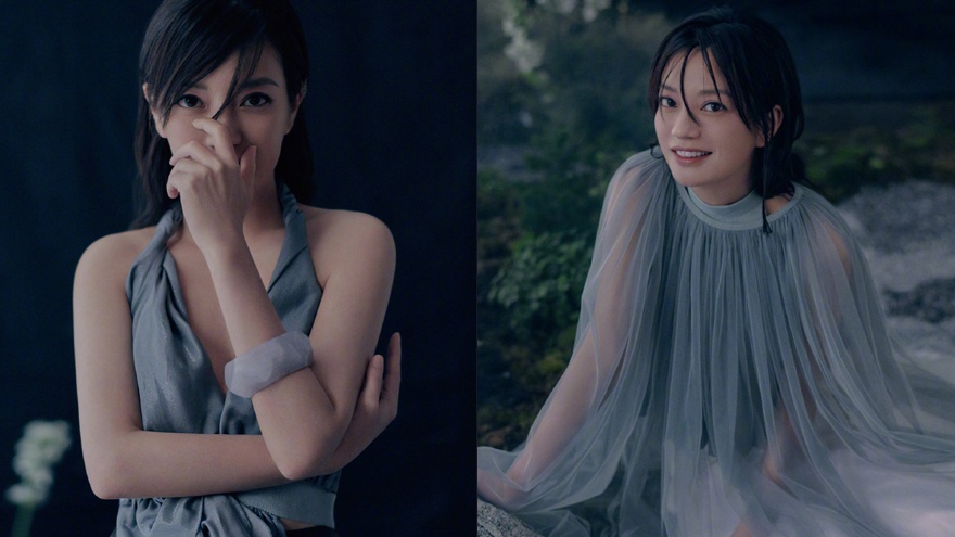 赵薇露肩纱裙尽显朦胧美感