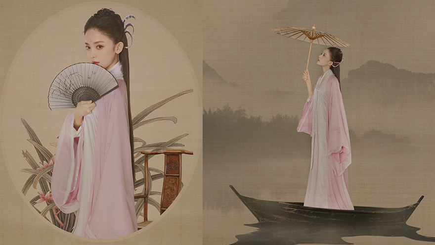 娜扎古装扮相亮相快本 穿紫衣化身古典美人韵味十足