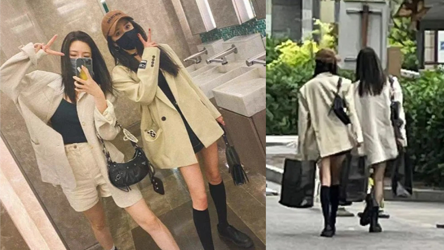 杨幂与闺蜜逛街吃冰淇淋被偶遇 大长腿性感抢镜