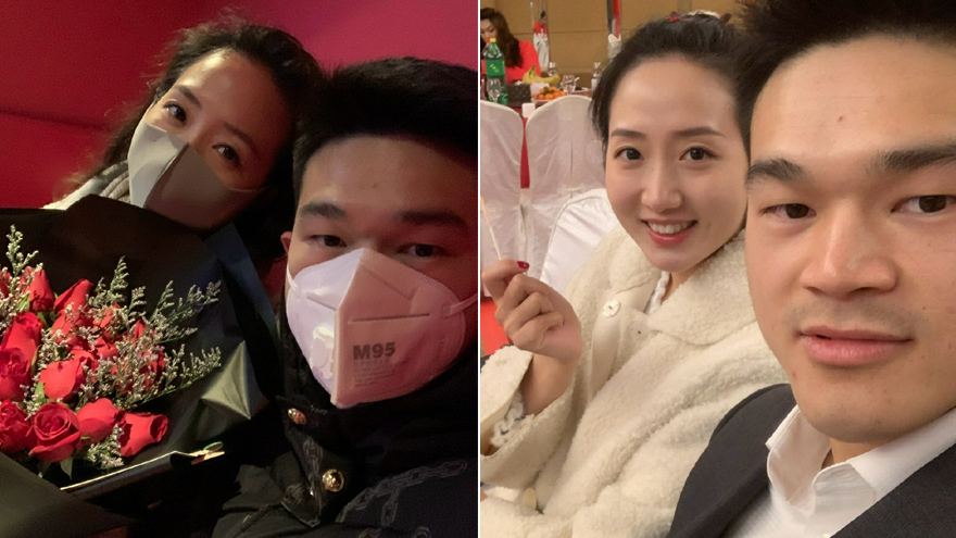 奥运举重冠军石智勇晒与女友合照 女方比他高7公分