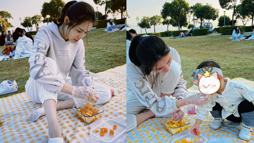 林峯妻子开豪车带娃野餐 1岁女儿软萌可爱