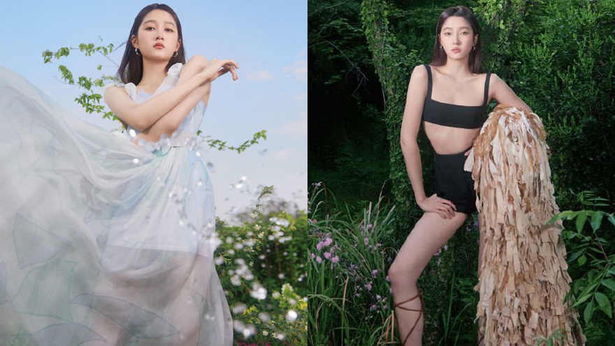 关晓彤绿野繁花封面大片 衣着清凉长腿傲人展现优雅魅力