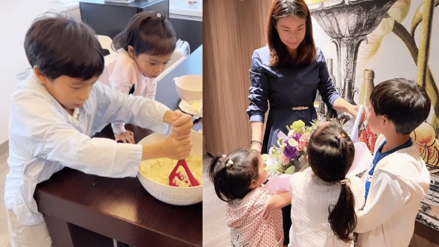 霍启刚儿女父亲节为爸爸下厨 小女儿正脸首度曝光