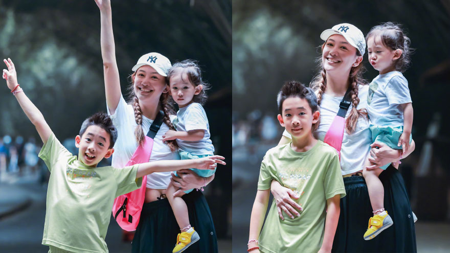 应采儿带儿子出门迎夏 Jasper帅气Hoho可爱乖巧