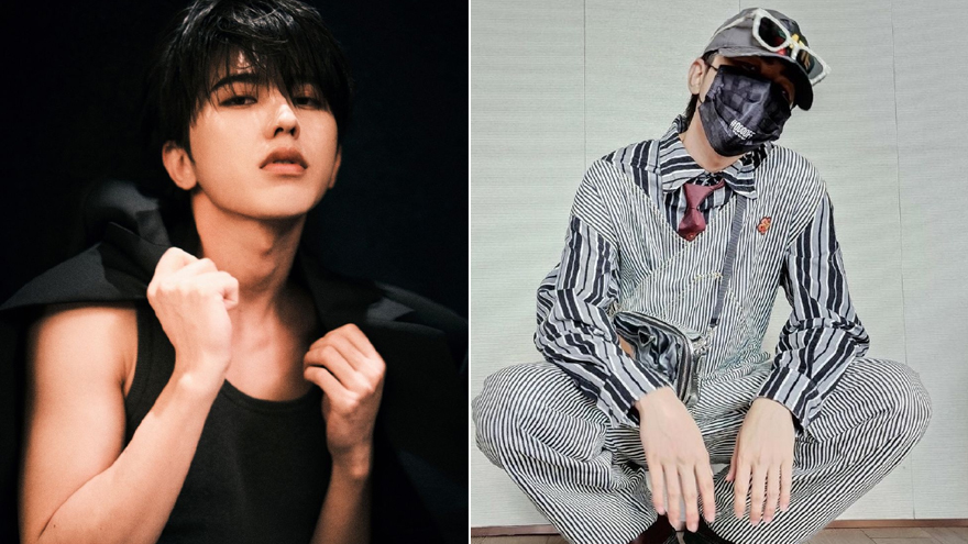 蔡徐坤分享最新随拍 穿条纹套装摆造型酷帅十足