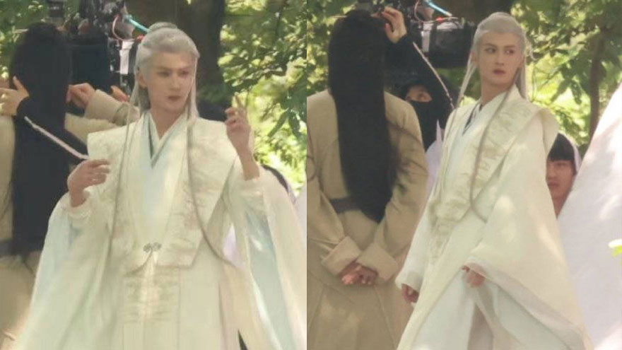 檀健次《长相思》路透曝光 一袭白衣银发飘飘玉树临风