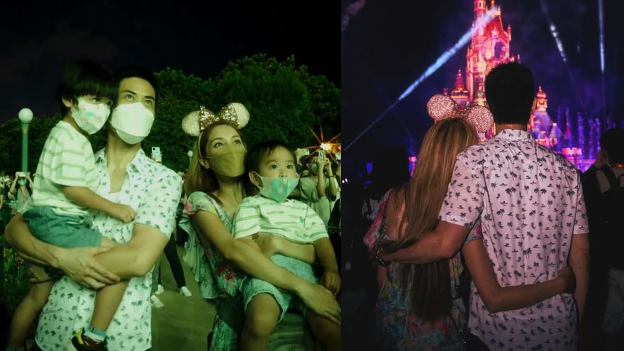 郑嘉颖陈凯琳带儿子迪士尼看烟花 庆祝结婚四周年