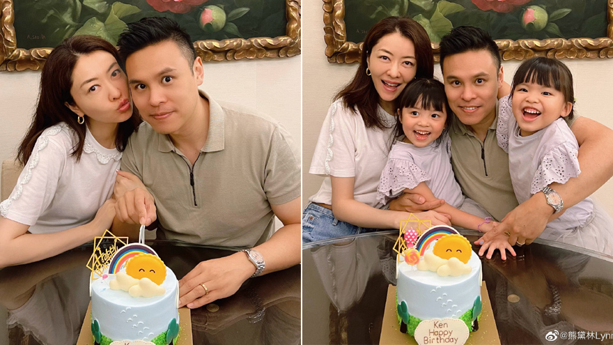 熊黛林晒一家四口合照为老公庆生 夫妻贴脸亲亲撒狗粮