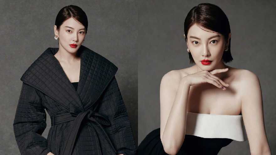 张雨绮穿抹胸裙秀香肩锁骨 皮肤白皙红唇撩人