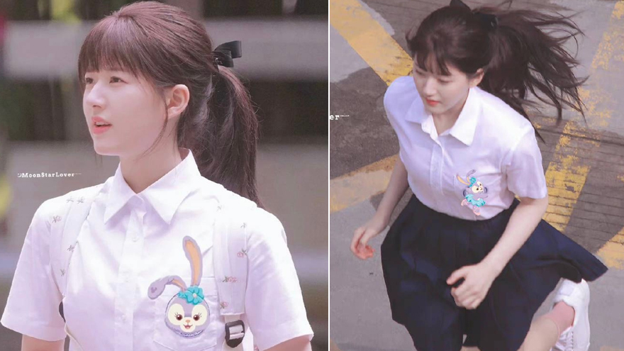 赵露思《偷偷藏不住》校服路透曝光 笑容青春甜美