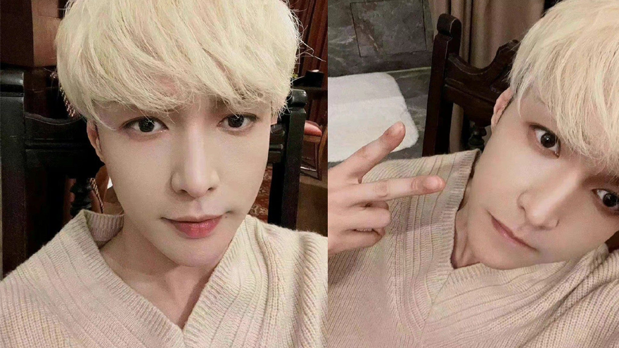 张艺兴晒金发怼脸自拍超吸睛 抿嘴比耶酷帅有型