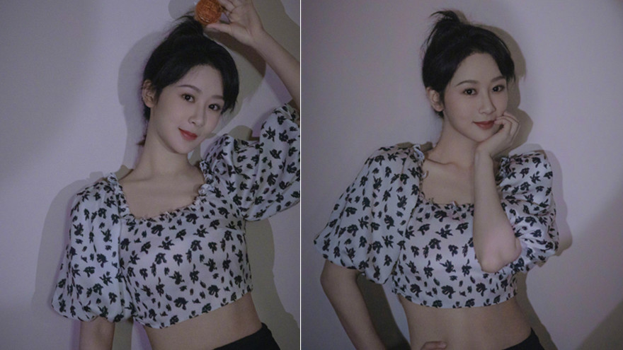 杨紫中秋营业照甜美俏皮 侧颜剪影氛围感拉满