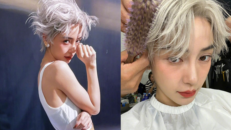 杨颖晒拍摄花絮照 银色短发酷炫二次元风格惊艳