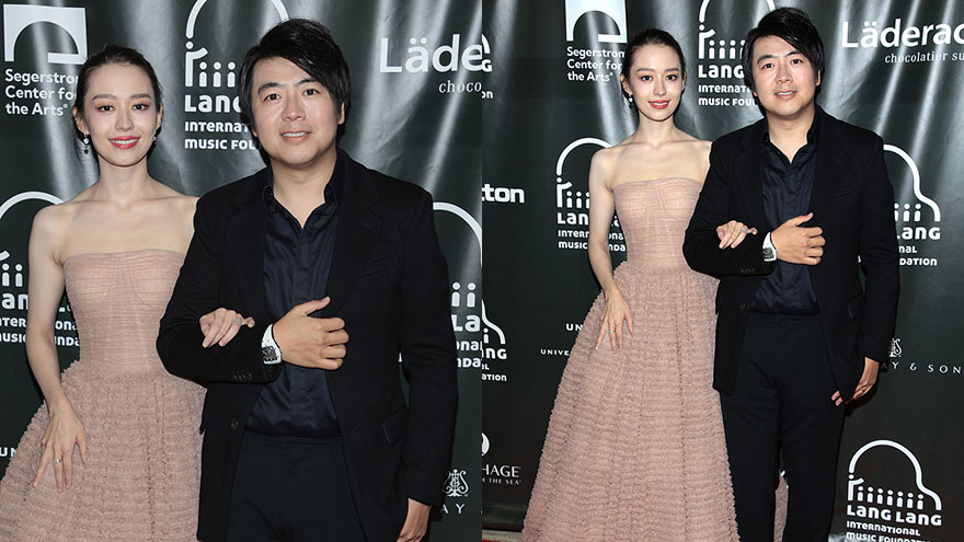 郎朗纽约举办朋友们的音乐会晚宴 妻子吉娜盛装亮相