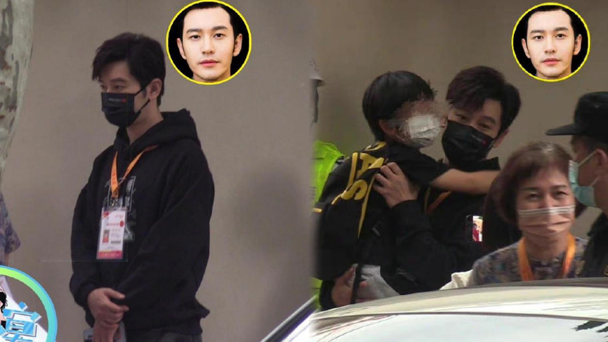 黄晓明现身幼儿园接儿子放学 抱孩子与老师沟通神情认真