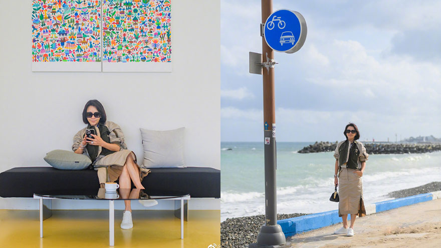 刘嘉玲晒照分享午后时光 在釜山海边悠闲漫步