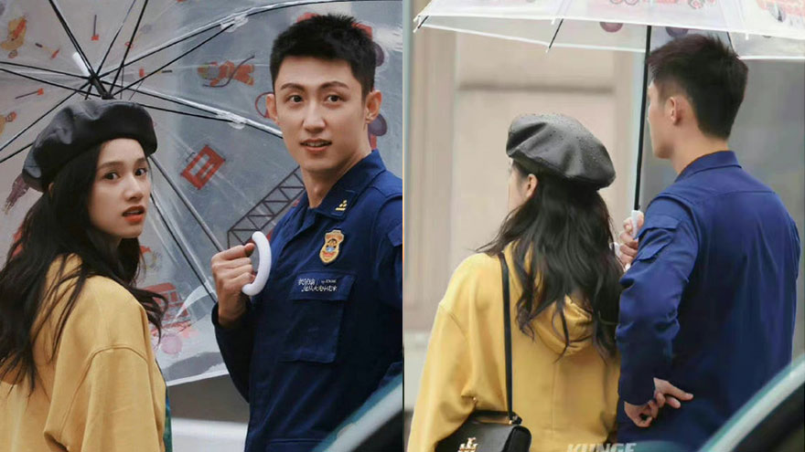 黄景瑜张婧仪《他从火光中走来》路透 撑伞氛围浪漫