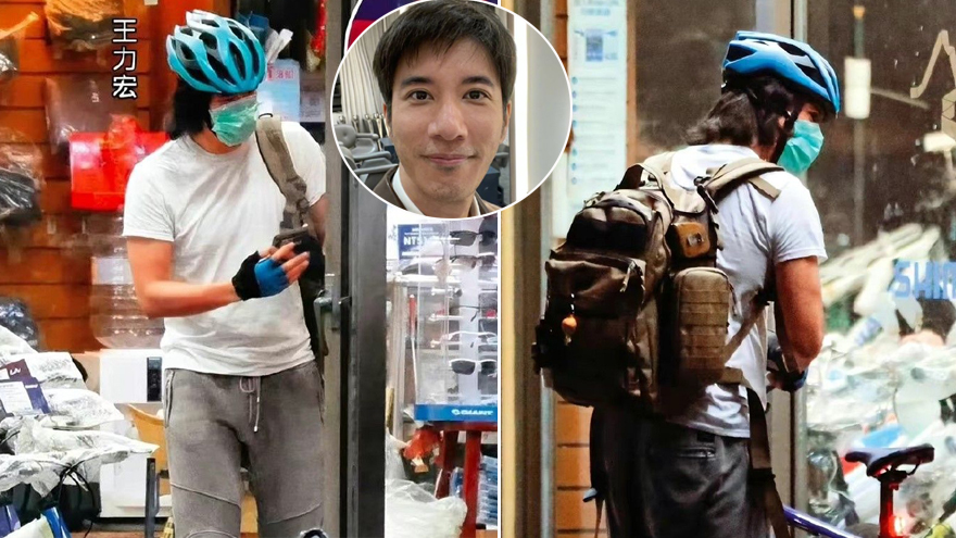 王力宏露面为女儿挑选生日礼物 戴头盔口罩包裹严实