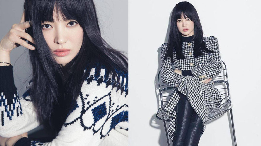 宋慧乔最新写真释出 黑色长发搭配格纹大衣干练十足