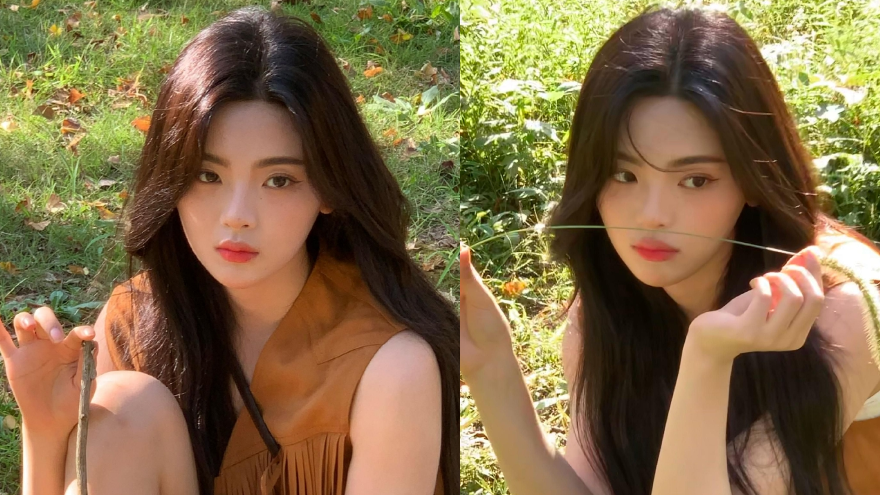 杨超越晒秋日氛围感随拍 比耶自拍五官好甜美精致