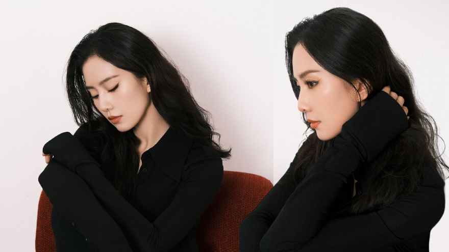 刘诗诗超黑look写真释出 卷发搭配红唇妩媚动人