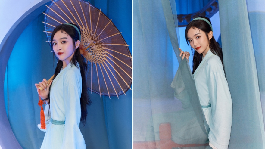 吴宣仪扮演青蛇 着青衫翩翩起舞俏皮灵动