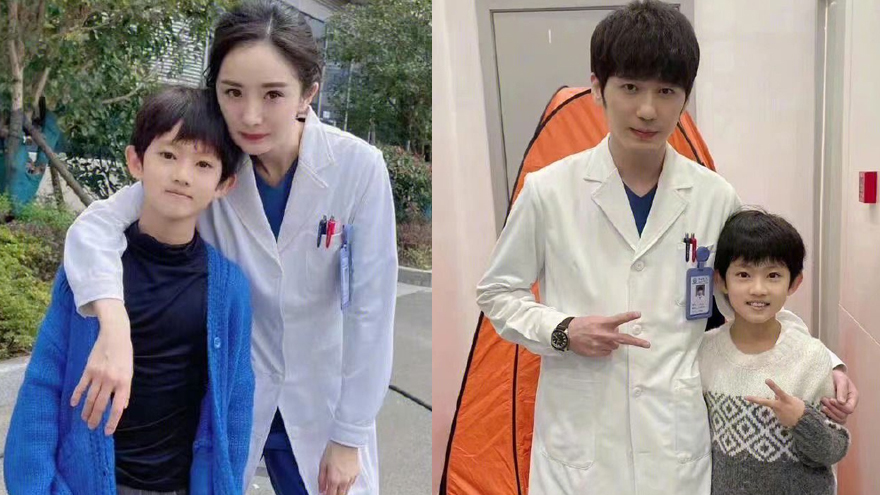 好养眼！杨幂白宇穿白大褂和《谢谢你医生》小演员合照