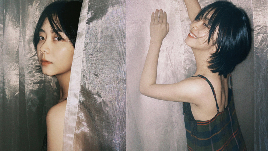 谭松韵穿蕾丝边吊带裙小秀性感 短发清爽俏皮少女感