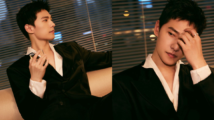 杨洋黑色v领西服慵懒不失贵气 下颚线精致帅气十分动人