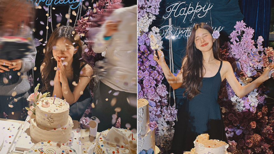 赵露思晒24岁生日庆生照 穿黑色吊带长裙笑容甜美