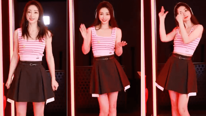 柳岩化身世界杯啦啦队热舞 穿短裙叉腰摆动少女感满满