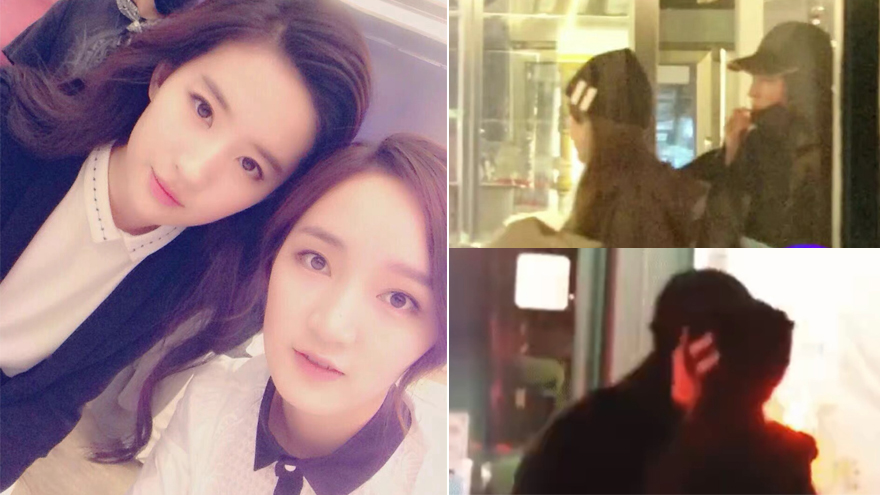 刘亦菲孟佳咖啡店聚会 二人打扮时尚亲密拥抱姐妹情深